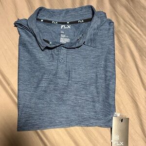 FLX Men's Heathered Blue Polo Shirt